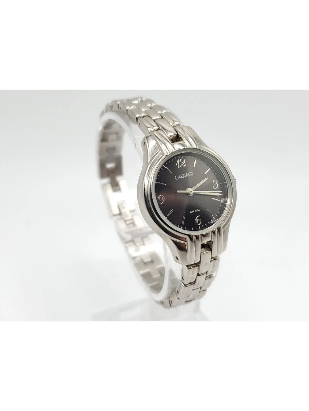 Carriage By Timex Black Dial Silver Tone Women Watch New Battery 24mm